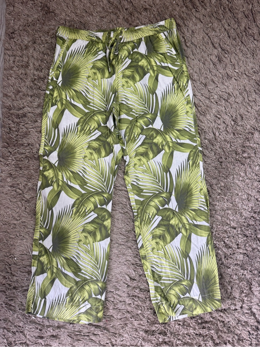 Tommy Bahama White & Green Tropical Straight-Leg Pants